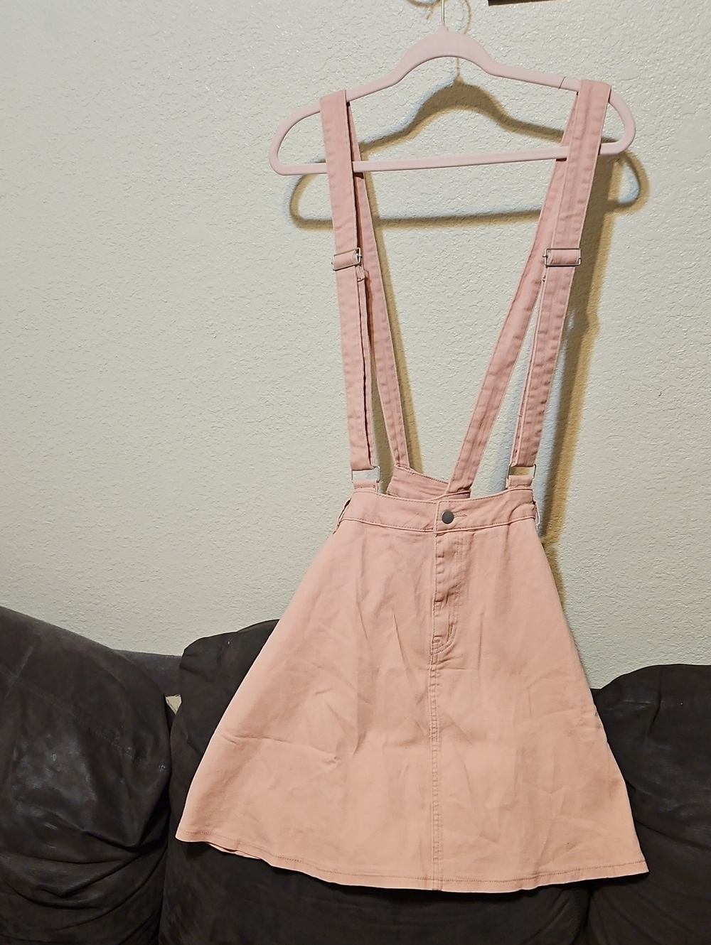 Pink Suspender Overall Skirt with Adjustable Straps